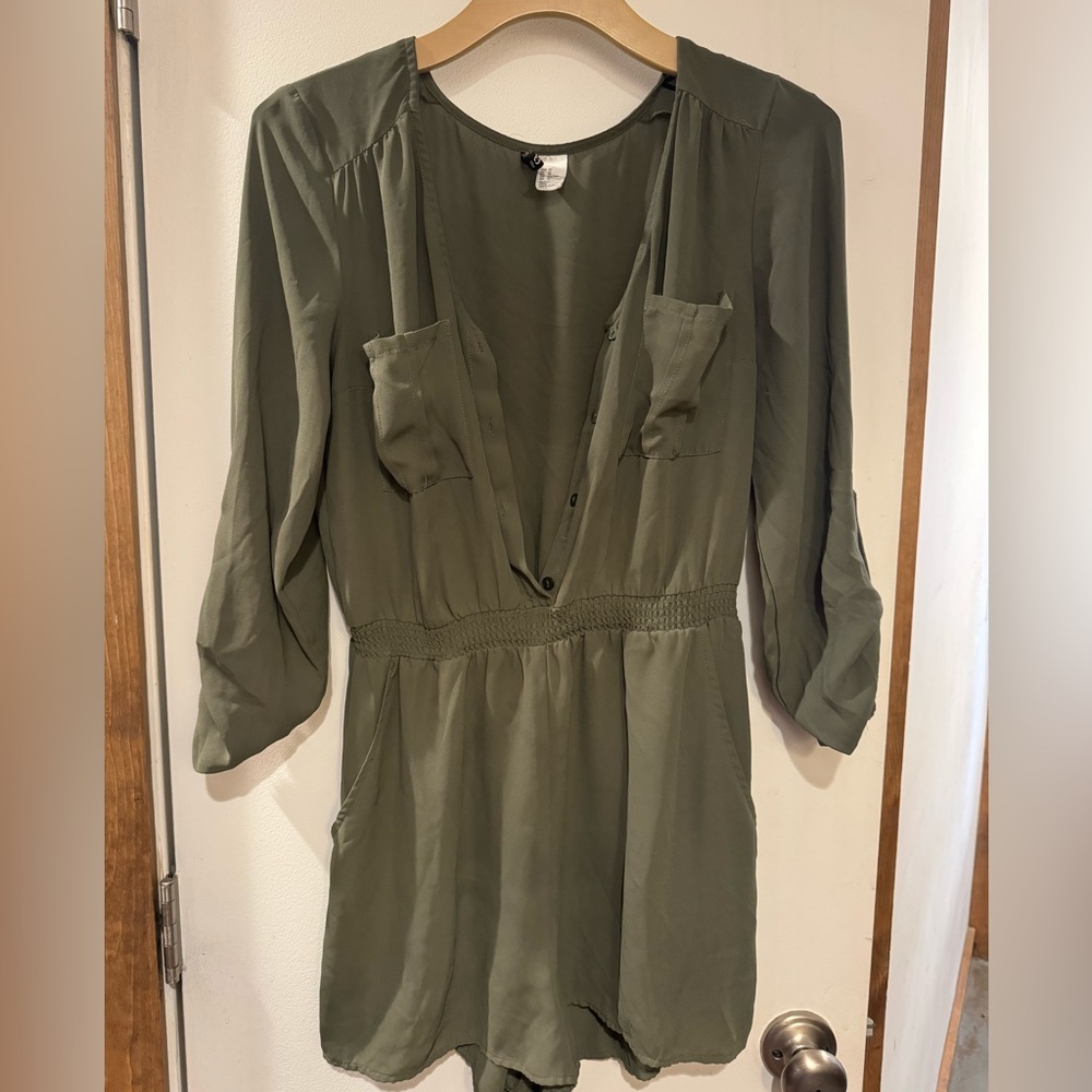 Olive green H&M flowy romper size M
